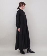 ZMEEE60189 al'aise modulation(アレーズモジュレーション) サイドプリーツロングシャツワンピース ブラック