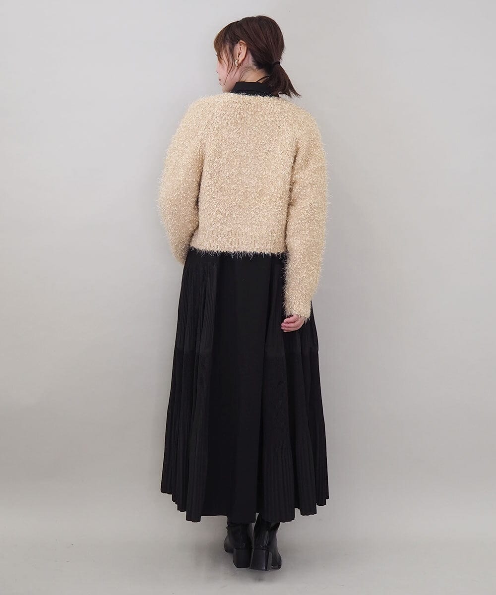 ZMEEE60189 al'aise modulation(アレーズモジュレーション) サイドプリーツロングシャツワンピース ブラック