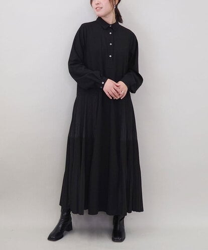 ZMEEE60189 al'aise modulation サイドプリーツロングシャツワンピース