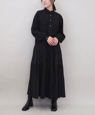 ZMEEE60189 al'aise modulation(アレーズモジュレーション) サイドプリーツロングシャツワンピース ブラック