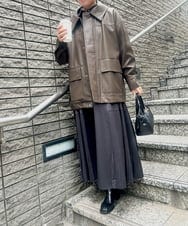 ZMEEE60189 al'aise modulation(アレーズモジュレーション) サイドプリーツロングシャツワンピース ブラック