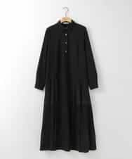ZMEEE60189 al'aise modulation(アレーズモジュレーション) サイドプリーツロングシャツワンピース ブラック