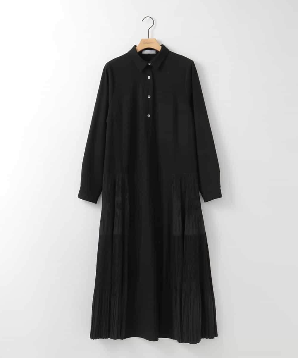 ZMEEE60189 al'aise modulation(アレーズモジュレーション) サイドプリーツロングシャツワンピース ブラック