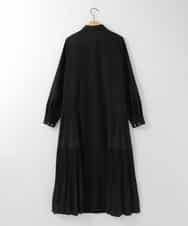 ZMEEE60189 al'aise modulation(アレーズモジュレーション) サイドプリーツロングシャツワンピース ブラック