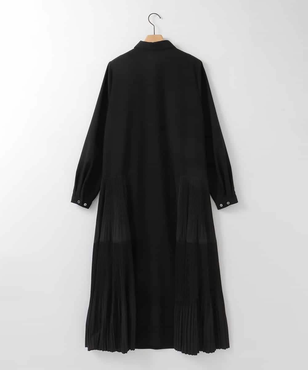 ZMEEE60189 al'aise modulation(アレーズモジュレーション) サイドプリーツロングシャツワンピース ブラック