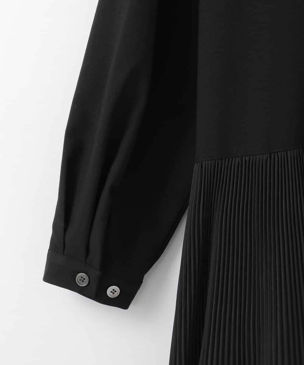 ZMEEE60189 al'aise modulation(アレーズモジュレーション) サイドプリーツロングシャツワンピース ブラック