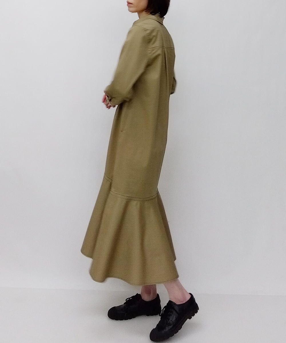 ZMEET01230 al'aise modulation(アレーズモジュレーション) ステッチデザインマーメイドワンピース ベージュ