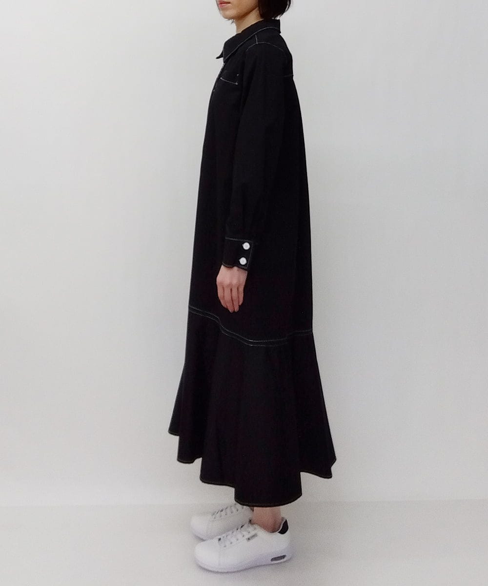 ZMEET01230 al'aise modulation(アレーズモジュレーション) ステッチデザインマーメイドワンピース ブラック