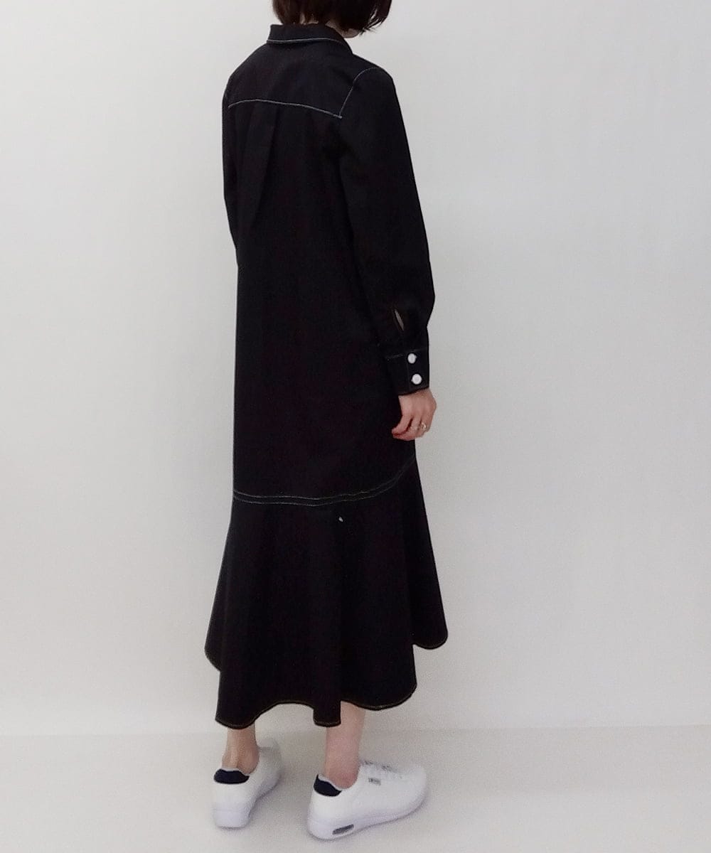 ZMEET01230 al'aise modulation(アレーズモジュレーション) ステッチデザインマーメイドワンピース ブラック