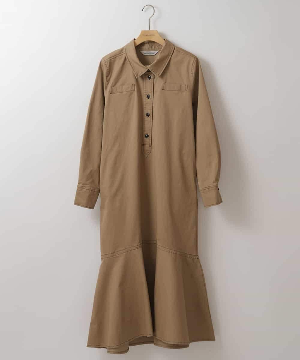 ZMEET01230 al'aise modulation(アレーズモジュレーション) ステッチデザインマーメイドワンピース ベージュ