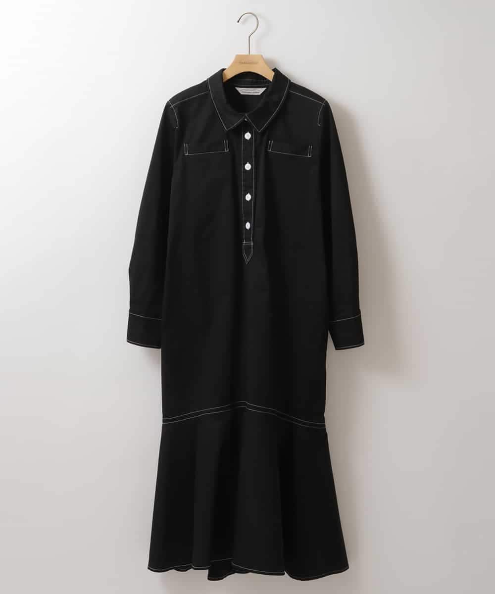 ZMEET01230 al'aise modulation(アレーズモジュレーション) ステッチデザインマーメイドワンピース ブラック