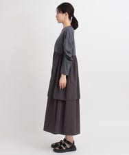 ZMEGB11150 al'aise modulation(アレーズモジュレーション) 異素材MIXアシメフリルワンピース ダークグレー