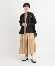 ZMEGB12158 al'aise modulation(アレーズモジュレーション) ラメリブラインシャツワンピース ベージュ