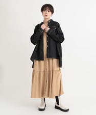 ZMEGB12158 al'aise modulation(アレーズモジュレーション) ラメリブラインシャツワンピース ベージュ