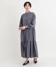 ZMEGB12158 al'aise modulation(アレーズモジュレーション) ラメリブラインシャツワンピース ダークグレー