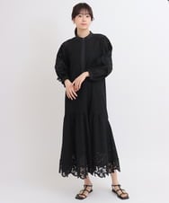 ZMEGB15210 al'aise modulation(アレーズモジュレーション) アイレットレースデザインワンピース ブラック
