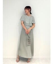 ZMEGB17180 al'aise modulation(アレーズモジュレーション) ラッフルカラーベルトデザインワンピース ライトグリーン