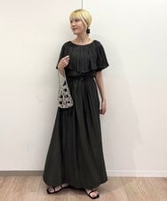 ZMEGB17180 al'aise modulation(アレーズモジュレーション) ラッフルカラーベルトデザインワンピース ダークグレー