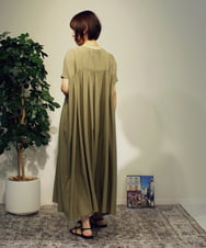ZMEGB24150 al'aise modulation(アレーズモジュレーション) ギャザーワイドリネン混ワンピース カーキ