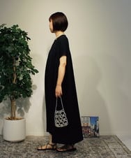 ZMEGB24150 al'aise modulation(アレーズモジュレーション) ギャザーワイドリネン混ワンピース ブラック