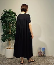 ZMEGB24150 al'aise modulation(アレーズモジュレーション) ギャザーワイドリネン混ワンピース ブラック