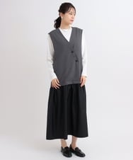 ZMEGB40150 al'aise modulation(アレーズモジュレーション) 【日本製】異素材ジョイントワンピース ダークグレー