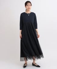 ZMEGB60160 al'aise modulation(アレーズモジュレーション) ドットチュール切り替えワンピース ネイビー