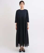ZMEGB60160 al'aise modulation(アレーズモジュレーション) ドットチュール切り替えワンピース ネイビー