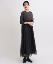 ZMEGB60160 al'aise modulation(アレーズモジュレーション) ドットチュール切り替えワンピース ダークグレー