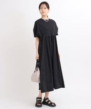 ZMEGB61120 al'aise modulation(アレーズモジュレーション) 切り替えラウンドショルダーワンピース ブラック