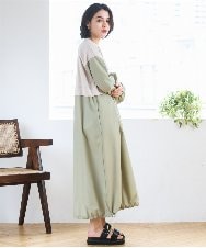 ZMEGE10169 al'aise modulation(アレーズモジュレーション) 【洗える】異素材ドッキングデザインワンピース ベージュ