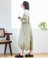 ZMEGE10169 al'aise modulation(アレーズモジュレーション) 【洗える】異素材ドッキングデザインワンピース ベージュ