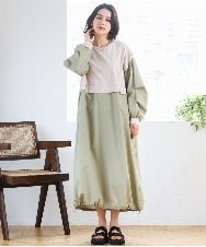 ZMEGE10169 al'aise modulation(アレーズモジュレーション) 【洗える】異素材ドッキングデザインワンピース ベージュ