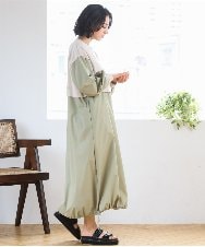 ZMEGE10169 al'aise modulation(アレーズモジュレーション) 【洗える】異素材ドッキングデザインワンピース ベージュ