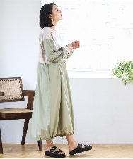 ZMEGE10169 al'aise modulation(アレーズモジュレーション) 【洗える】異素材ドッキングデザインワンピース ベージュ