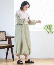 ZMEGE10169 al'aise modulation(アレーズモジュレーション) 【洗える】異素材ドッキングデザインワンピース ベージュ