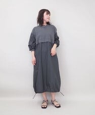 ZMEGE10169 al'aise modulation(アレーズモジュレーション) 【洗える】異素材ドッキングデザインワンピース ダークグレー