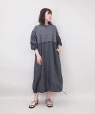 ZMEGE10169 al'aise modulation(アレーズモジュレーション) 【洗える】異素材ドッキングデザインワンピース ダークグレー