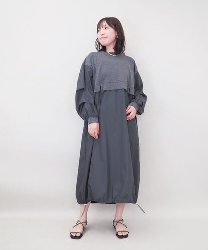 ZMEGE10169 al'aise modulation 【洗える】異素材ドッキングデザインワンピース