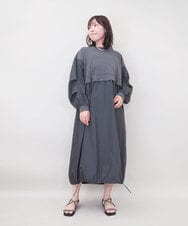 ZMEGE10169 al'aise modulation(アレーズモジュレーション) 【洗える】異素材ドッキングデザインワンピース ダークグレー