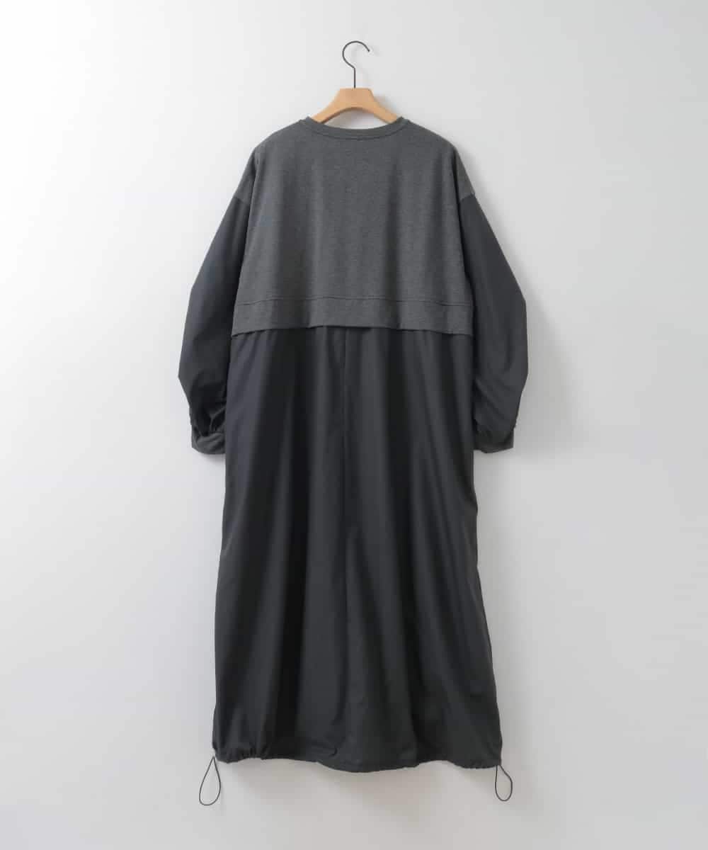 ZMEGE10169 al'aise modulation(アレーズモジュレーション) 【洗える】異素材ドッキングデザインワンピース ダークグレー