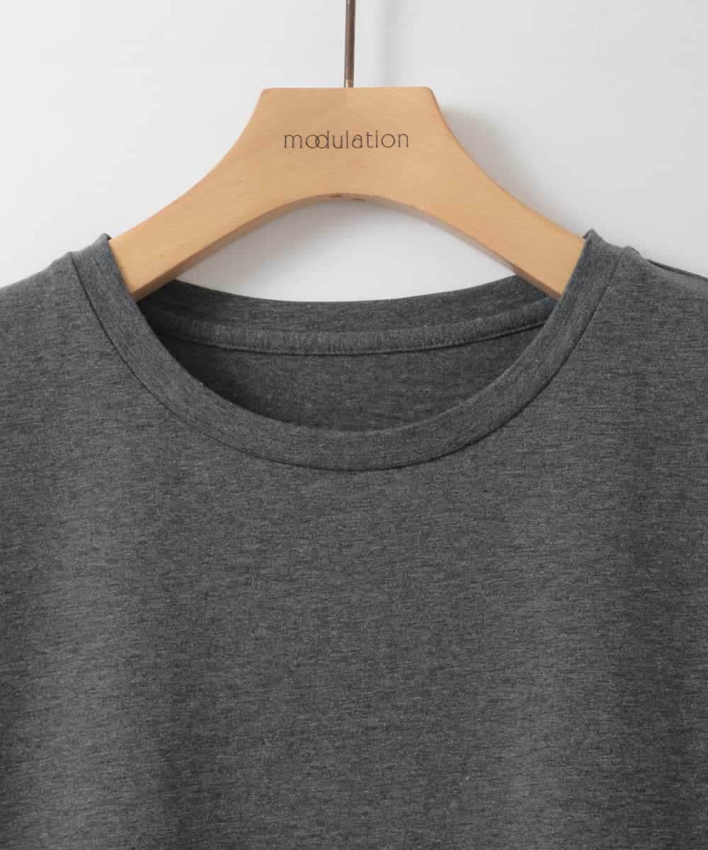 ZMEGE10169 al'aise modulation(アレーズモジュレーション) 【洗える】異素材ドッキングデザインワンピース ダークグレー