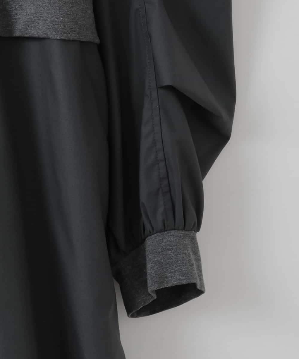 ZMEGE10169 al'aise modulation(アレーズモジュレーション) 【洗える】異素材ドッキングデザインワンピース ダークグレー