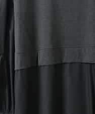 ZMEGE10169 al'aise modulation(アレーズモジュレーション) 【洗える】異素材ドッキングデザインワンピース ダークグレー