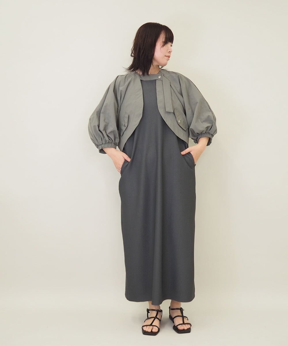 ZMEGE11150 al'aise modulation(アレーズモジュレーション) ボリュームギャザーボレロ×プリーツワンピース ダークグレー
