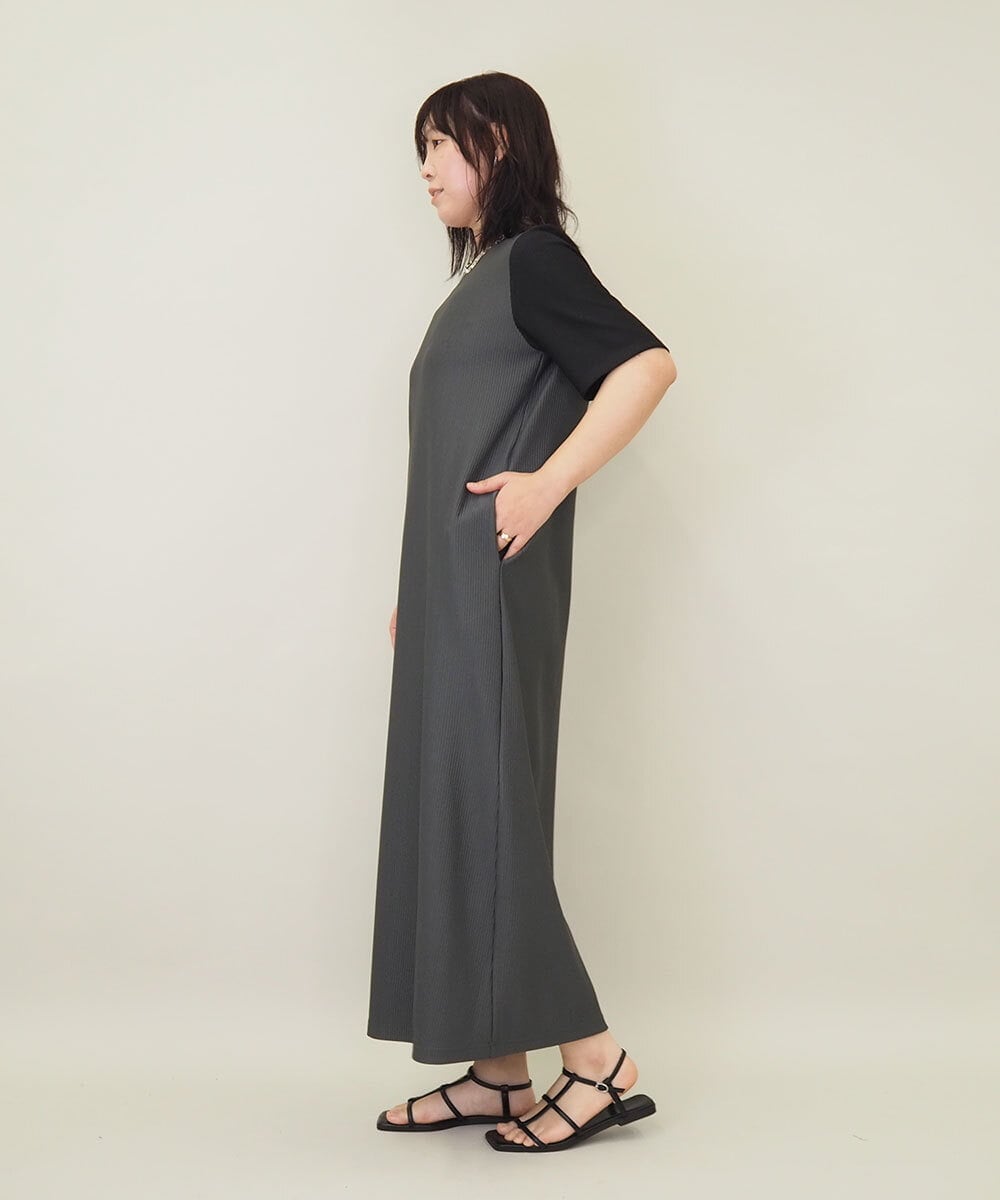 ZMEGE11150 al'aise modulation(アレーズモジュレーション) ボリュームギャザーボレロ×プリーツワンピース ダークグレー