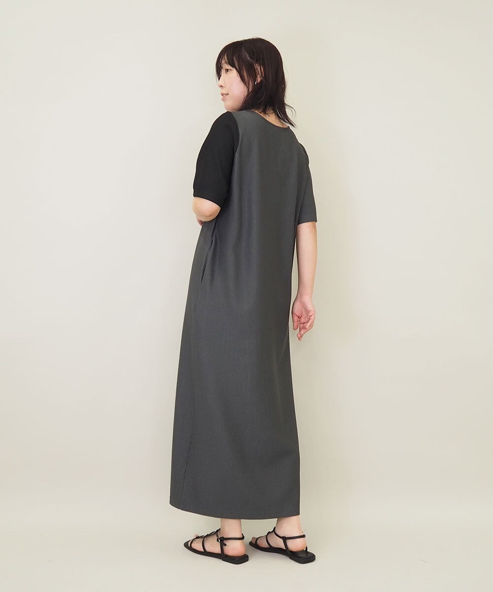 ZMEGE11150 al'aise modulation(アレーズモジュレーション) ボリュームギャザーボレロ×プリーツワンピース ダークグレー