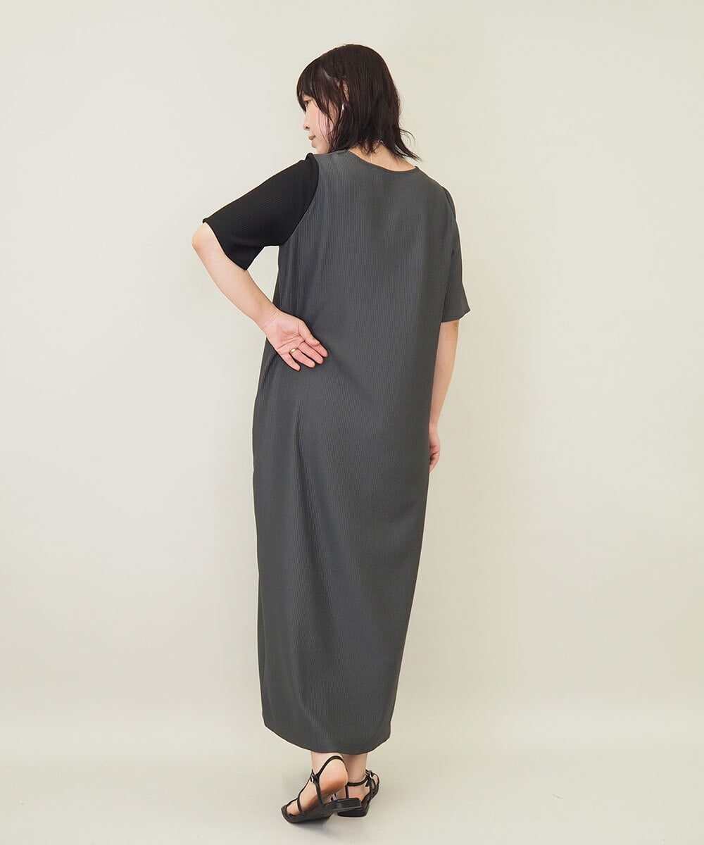 ZMEGE11150 al'aise modulation(アレーズモジュレーション) ボリュームギャザーボレロ×プリーツワンピース ダークグレー