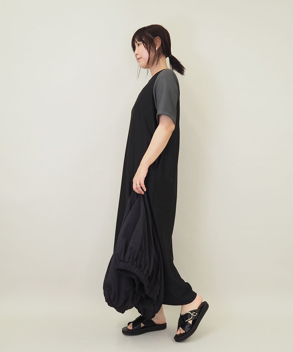 ZMEGE11150 al'aise modulation(アレーズモジュレーション) ボリュームギャザーボレロ×プリーツワンピース ブラック