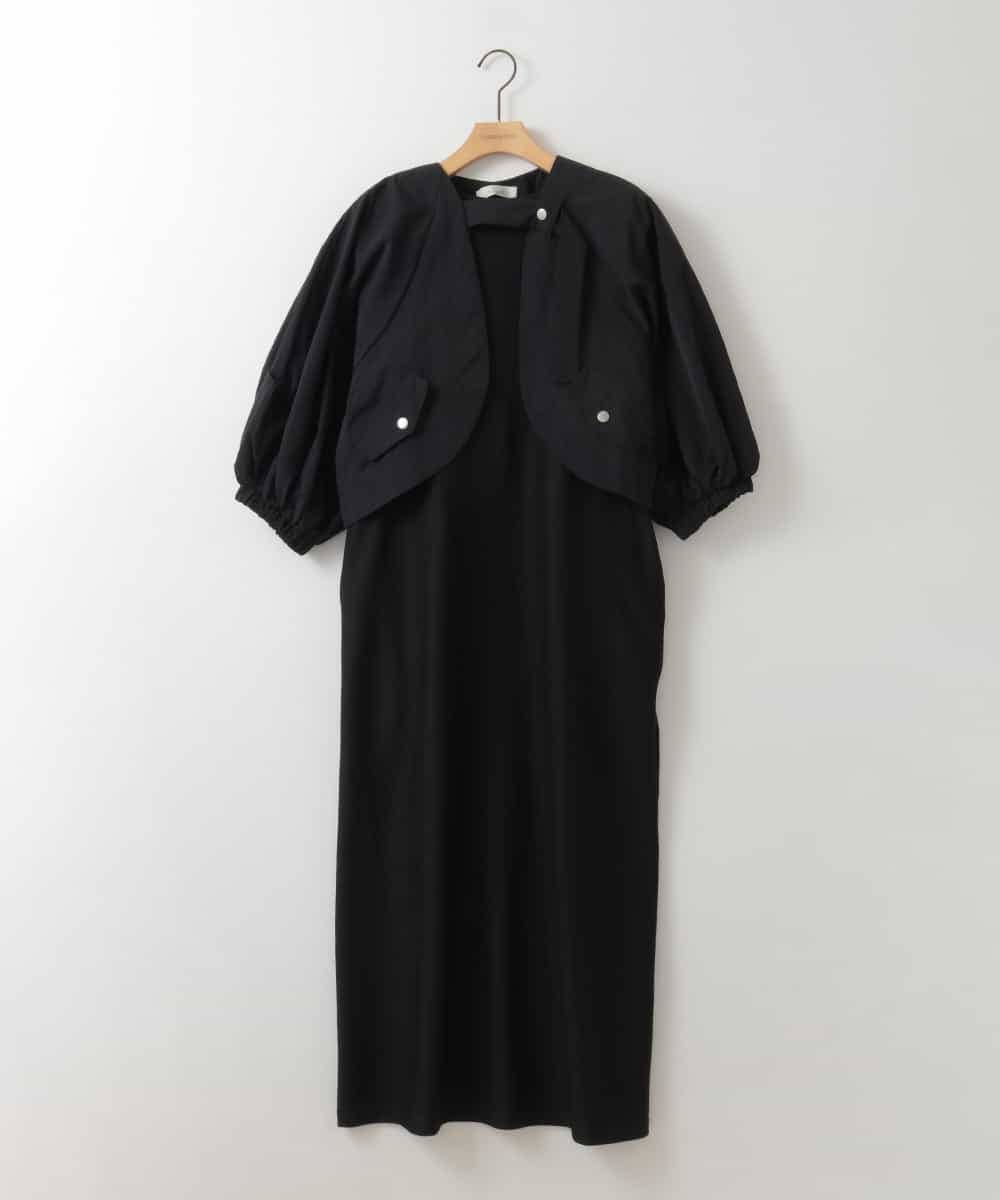 ZMEGE11150 al'aise modulation(アレーズモジュレーション) ボリュームギャザーボレロ×プリーツワンピース ブラック